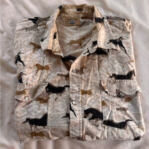 Western Horse Print Pearl Button-Up Shirt